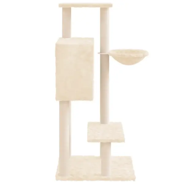 Mitmetasandiline kassimaja sisalköiega kraapimispuuga, kreemjasvalge, 108,5 cm – 5