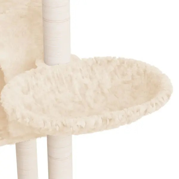 Mitmetasandiline kassimaja sisalköiega kraapimispuuga, kreemjasvalge, 108,5 cm – 7