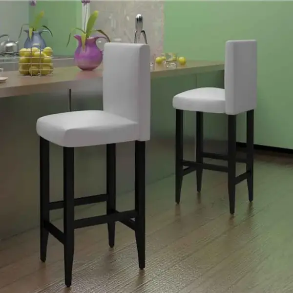 Kreemjasvalged baaritoolid seljatoega, 2 tk, kunstnahk, mustad puidust jalad – 5
