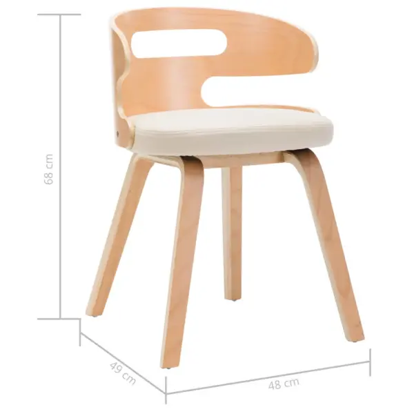 Kreemjasvalged kunstnahast söögitoolid painutatud puidust raamiga, 4 tk, 48 x 49 x 68 cm – 7