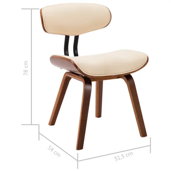 Kreemjasvalged kunstnahast söögitoolid painutatud puitraamiga, 6 tk, 51,5 x 54 x 78 cm – 8