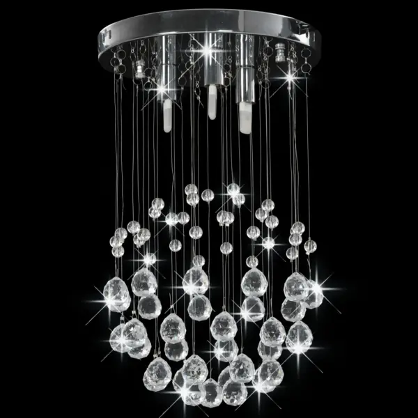 Hõbedane kristallhelmestega laelamp kuulikujulise disainiga, 3x G9, 25 x 40 cm – 3
