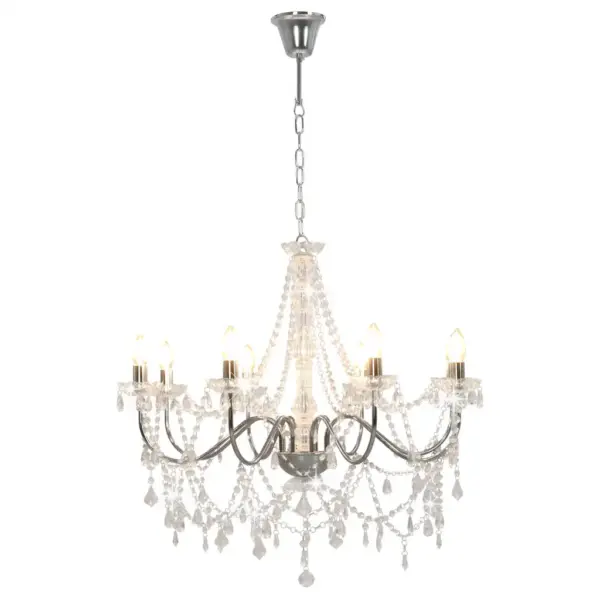 Kristallhelmestega laelühter, hõbedane, 8 x E14, 80 cm – 2
