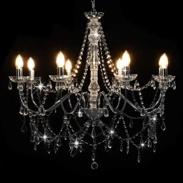 Kristallhelmestega laelühter, hõbedane, 8 x E14, 80 cm – 3