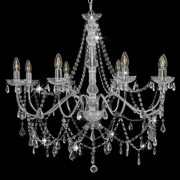 Kristallhelmestega laelühter, hõbedane, 8 x E14, 80 cm – 4