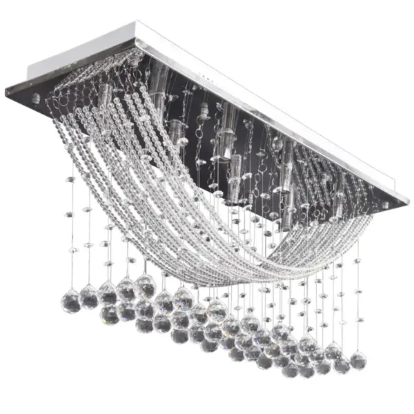 Kristallidega laelamp 8xG9 metallraamiga, kroom, 70 x 25 x 29 cm - 2