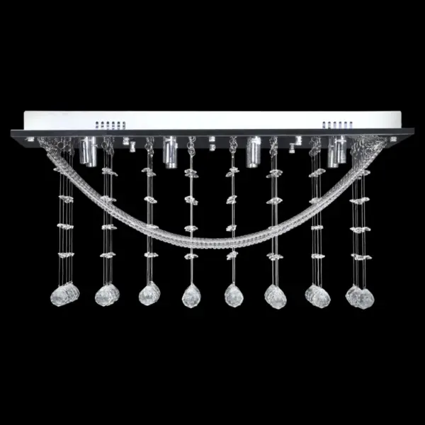 Kristallidega laelamp 8xG9 metallraamiga, kroom, 70 x 25 x 29 cm - 3