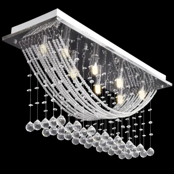 Kristallidega laelamp 8xG9 metallraamiga, kroom, 70 x 25 x 29 cm - 4