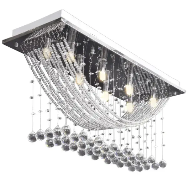 Kristallidega laelamp 8xG9 metallraamiga, kroom, 70 x 25 x 29 cm - 5