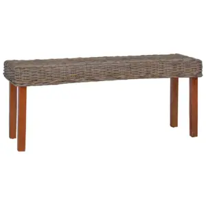 Esikupink kubu rotangist ja mahagonpuidust jalgadega, 110 cm, pruun