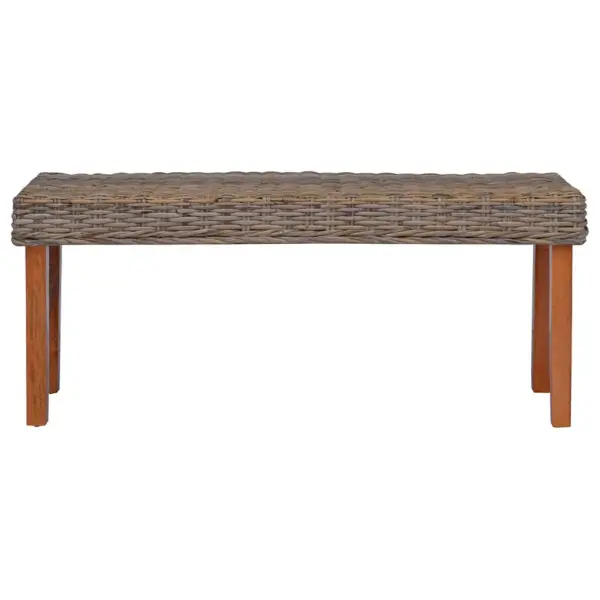 Esikupink kubu rotangist ja mahagonpuidust jalgadega, 110 cm, pruun – 2