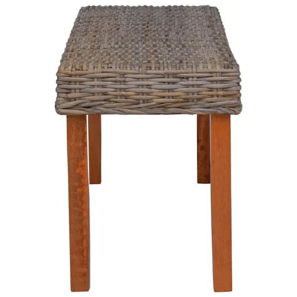 Esikupink kubu rotangist ja mahagonpuidust jalgadega, 110 cm, pruun – 3