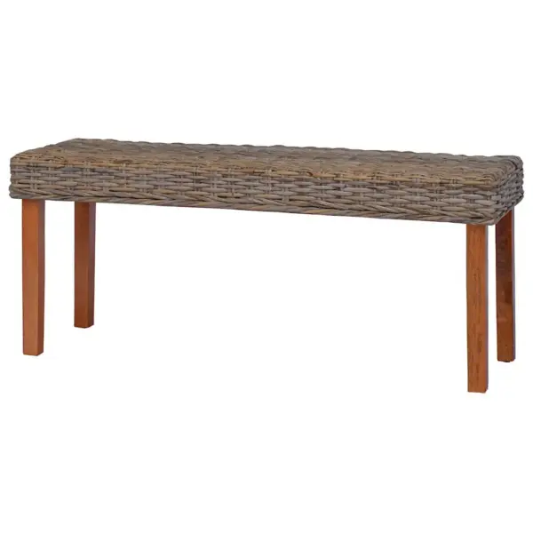 Esikupink kubu rotangist ja mahagonpuidust jalgadega, 110 cm, pruun – 4