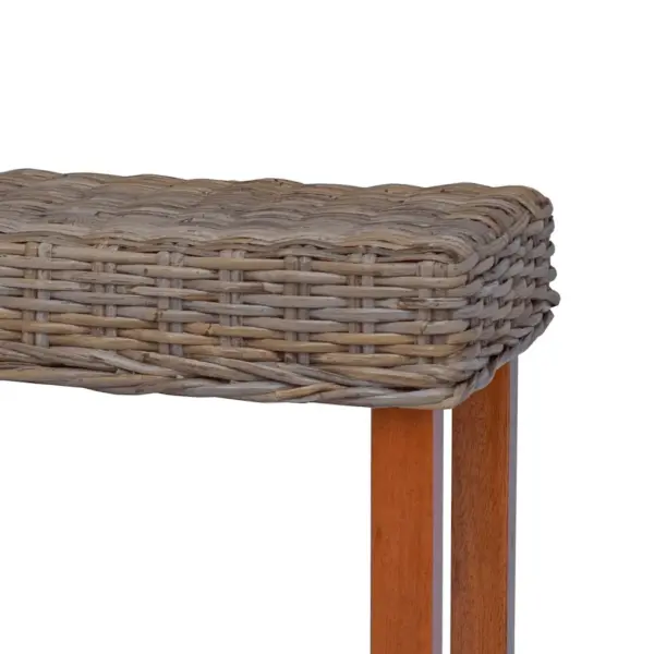 Esikupink kubu rotangist ja mahagonpuidust jalgadega, 110 cm, pruun – 5