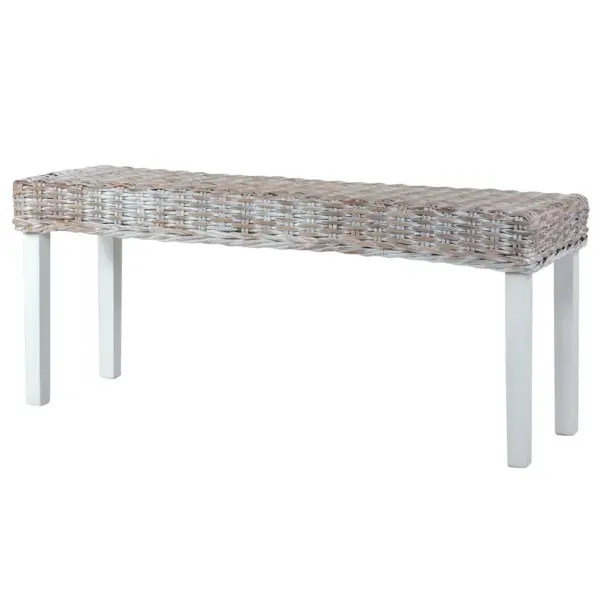 Kubu rotangist esikupink valge mahagonipuidust jalgadega, 110 cm – 4