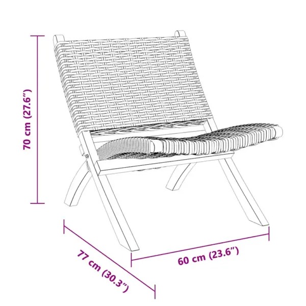 Puhketool kubu-rotangist ja mahagonipuidust raamiga, hall, 60 x 77 x 70 cm – 8