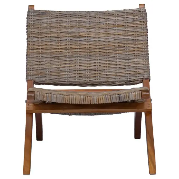 Puhketool naturaalset kubu-rotangist istme ja mahagonipuidust raamiga, pruun, 60 x 77 x 70 cm – 2
