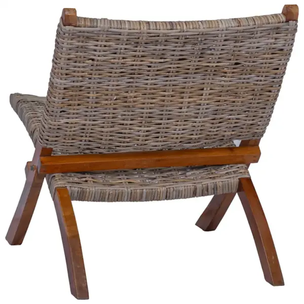 Puhketool naturaalset kubu-rotangist istme ja mahagonipuidust raamiga, pruun, 60 x 77 x 70 cm – 4