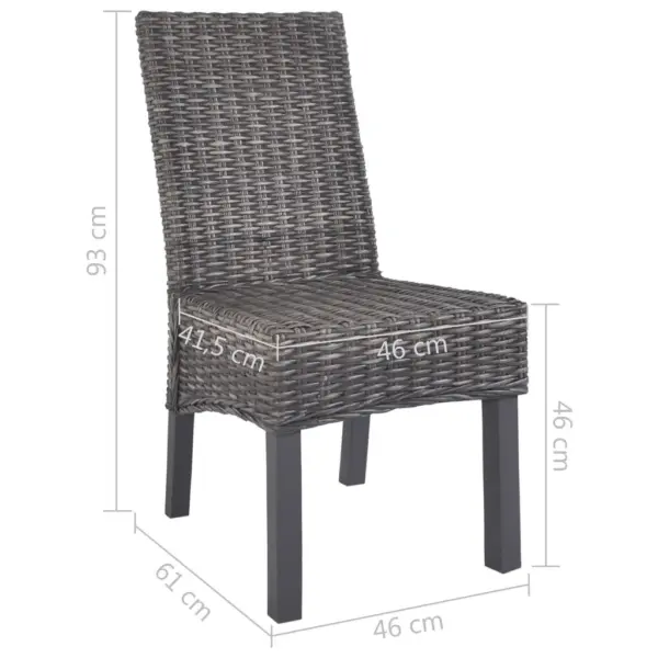 Söögitoolid Kubu rotangist ja mangopuidust, kulunud hall pruun, 4 tk, 46 x 61 x 93 cm – 8