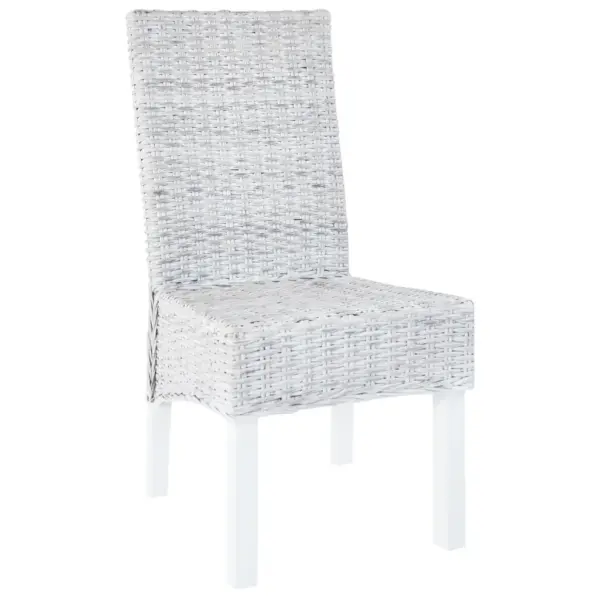 Kubu rotangist ja mangopuidust söögitoolid, 6 tk, helepruun, kulunud valge jalgadega, 46 x 61 x 93 cm – 2