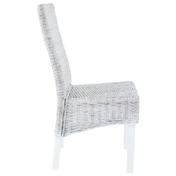 Kubu rotangist ja mangopuidust söögitoolid, 6 tk, helepruun, kulunud valge jalgadega, 46 x 61 x 93 cm – 4
