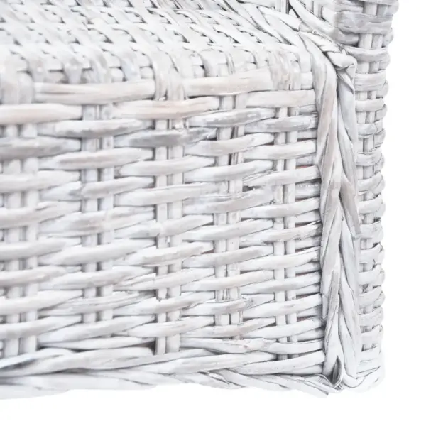 Kubu rotangist ja mangopuidust söögitoolid, 6 tk, helepruun, kulunud valge jalgadega, 46 x 61 x 93 cm – 7