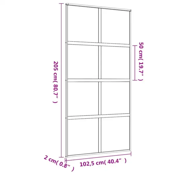 Kuldne klaasist liuguks alumiiniumraamiga, 102,5 x 205 cm, läbipaistev ESG-klaas – 9