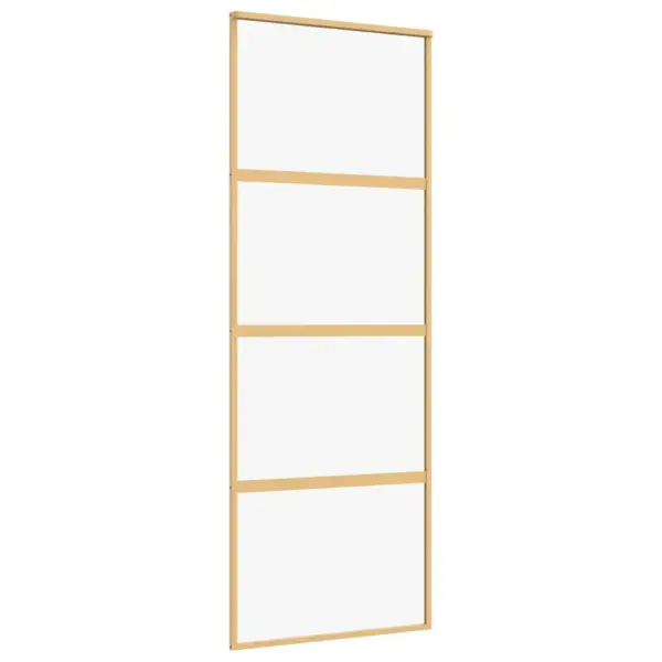 Läbipaistev klaasist liuguks kuldse alumiiniumraamiga, 76 x 205 cm – 2