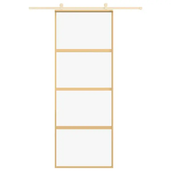 Läbipaistev klaasist liuguks kuldse alumiiniumraamiga, 76 x 205 cm – 3