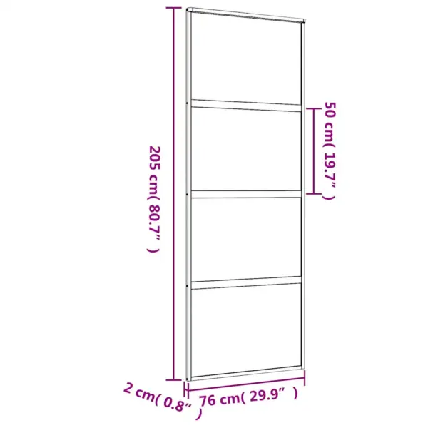 Läbipaistev klaasist liuguks kuldse alumiiniumraamiga, 76 x 205 cm – 9