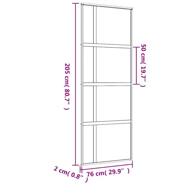Kuldne klaasliuguks läbipaistva ESG-klaasiga, 76 x 205 cm, alumiiniumraamiga – 9