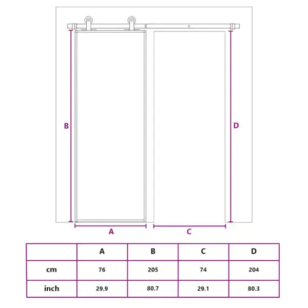 Kuldne klaasliuguks läbipaistva ESG-klaasiga, 76 x 205 cm, alumiiniumraamiga – 10