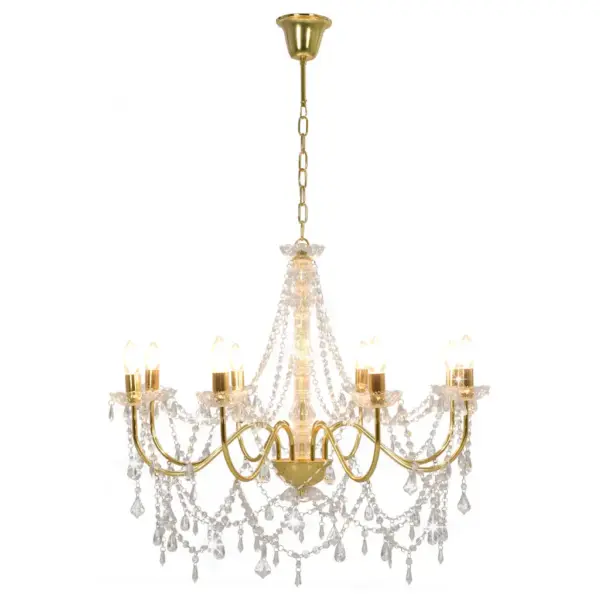 Kristallhelmestega lühter, kuldne metallraam, 8 x E14, 80 x 75 cm – 2