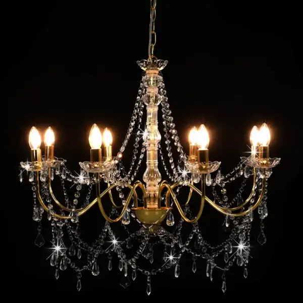 Kristallhelmestega lühter, kuldne metallraam, 8 x E14, 80 x 75 cm – 3