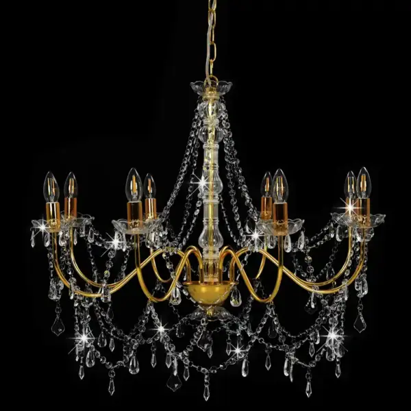 Kristallhelmestega lühter, kuldne metallraam, 8 x E14, 80 x 75 cm – 4
