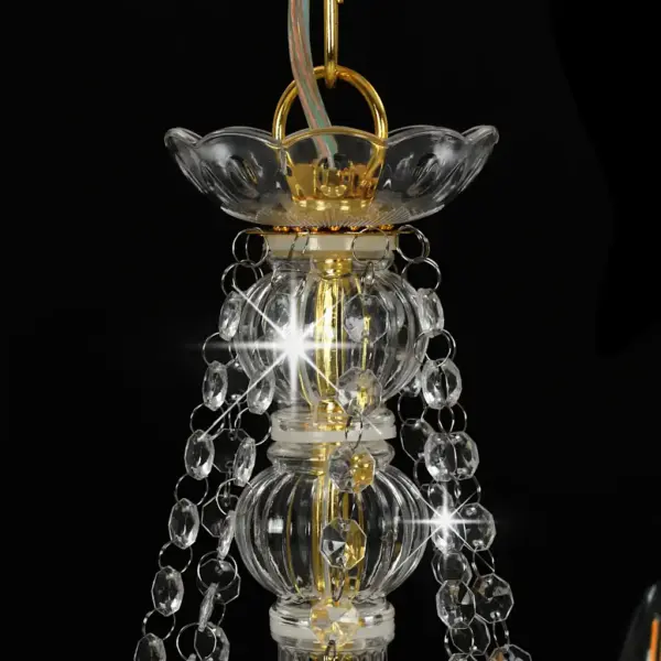 Kristallhelmestega lühter, kuldne metallraam, 8 x E14, 80 x 75 cm – 5