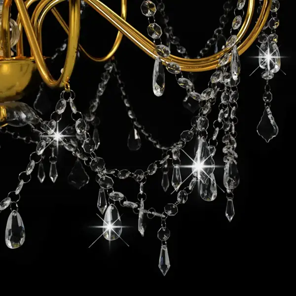 Kristallhelmestega lühter, kuldne metallraam, 8 x E14, 80 x 75 cm – 7