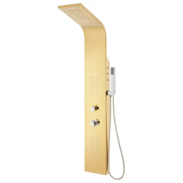 Kuldne termostaatne LED-dušipaneel, kumer roostevabast terasest, 20 x 44 x 130 cm – 4
