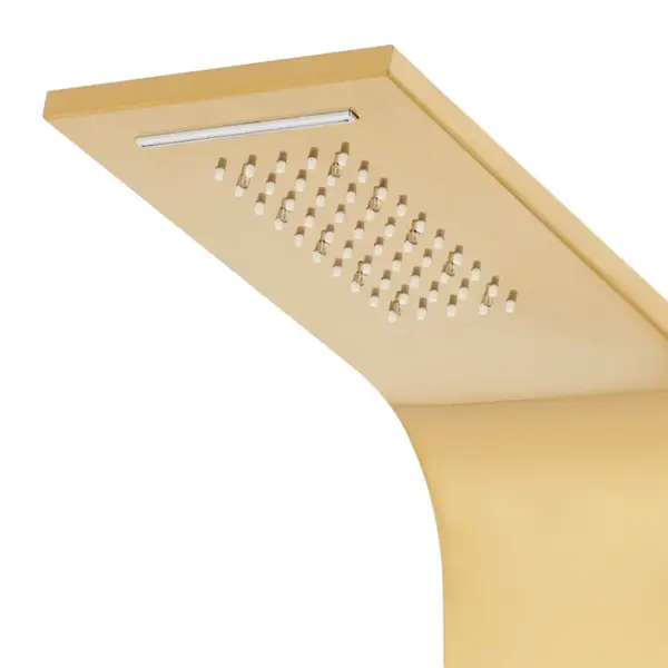 Kuldne termostaatne LED-dušipaneel, kumer roostevabast terasest, 20 x 44 x 130 cm – 6