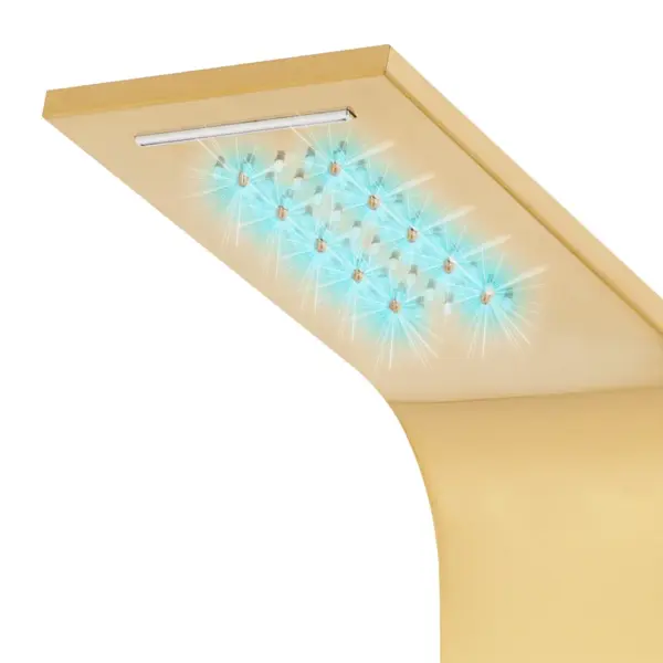 Kuldne termostaatne LED-dušipaneel, kumer roostevabast terasest, 20 x 44 x 130 cm – 7