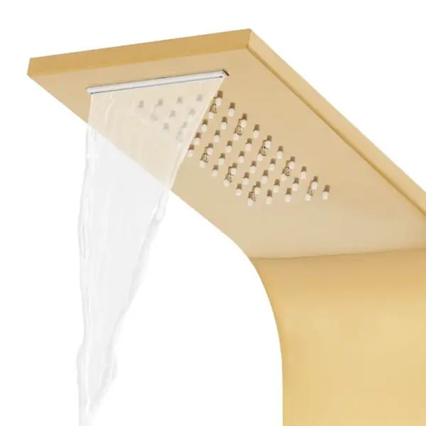 Kuldne termostaatne LED-dušipaneel, kumer roostevabast terasest, 20 x 44 x 130 cm – 8