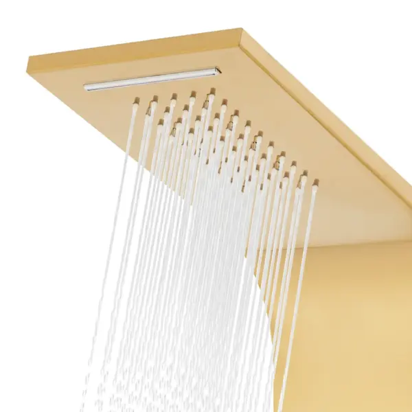 Kuldne termostaatne LED-dušipaneel, kumer roostevabast terasest, 20 x 44 x 130 cm – 9