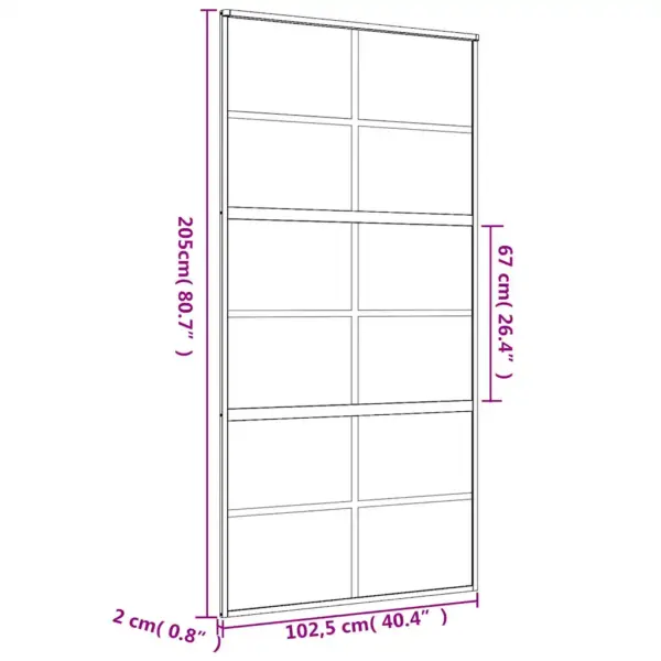 Kuldne liuguks läbipaistva ESG-klaasiga, alumiinium, 102,5 x 205 cm – 9