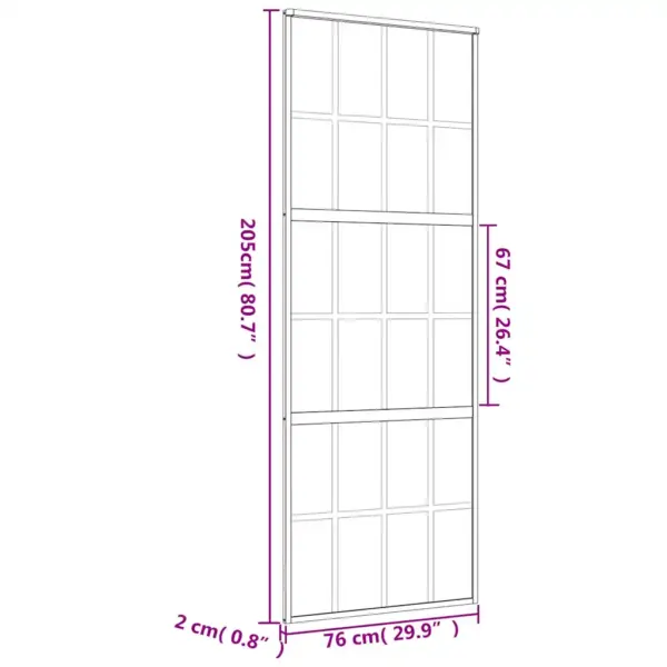 Kuldne liuguks läbipaistva ESG-klaasiga, alumiiniumraamiga, 76 x 205 cm – 9