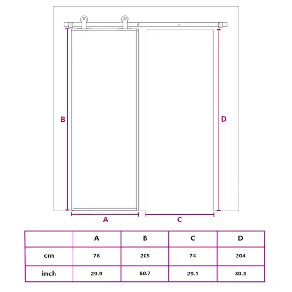 Kuldne liuguks läbipaistva ESG-klaasiga, alumiiniumraamiga, 76 x 205 cm – 10