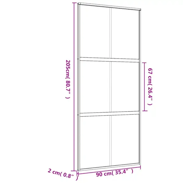 Kuldne liuguks läbipaistva ESG-klaasiga, alumiiniumraam, 90 x 205 cm – 9