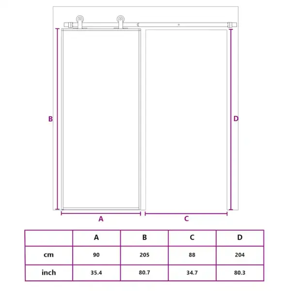 Kuldne liuguks läbipaistva ESG-klaasiga, alumiiniumraam, 90 x 205 cm – 10