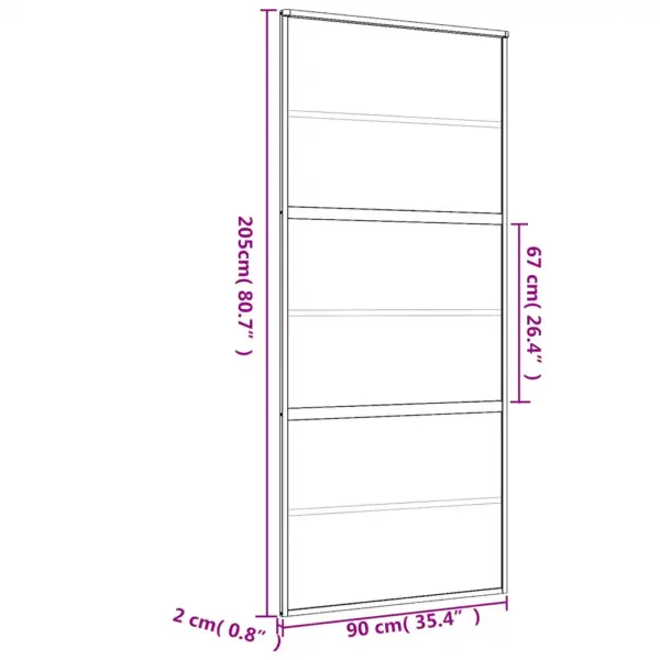 Kuldne liuguks läbipaistva ESG-klaasi ja alumiiniumraamiga, 90 x 205 cm – 9