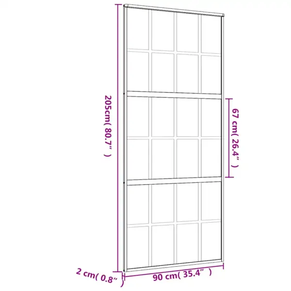 Liuguks läbipaistva ESG-klaasi ja kuldse alumiiniumraamiga, 90 x 205 cm – 9