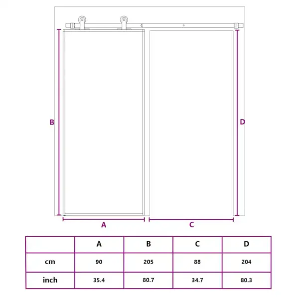 Liuguks läbipaistva ESG-klaasi ja kuldse alumiiniumraamiga, 90 x 205 cm – 10